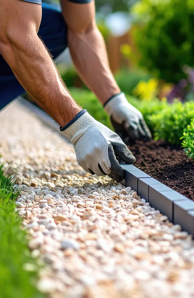 Gärtner arbeitet an einem Beet
